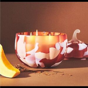 Anthropologie Harvest Gourmand Pumpkin & Sweet Vanilla Glass Pumpkin Candle